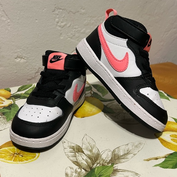 Nike Court Borough Mid 2 Black and Pink Sneakers - Picture 5 of 9